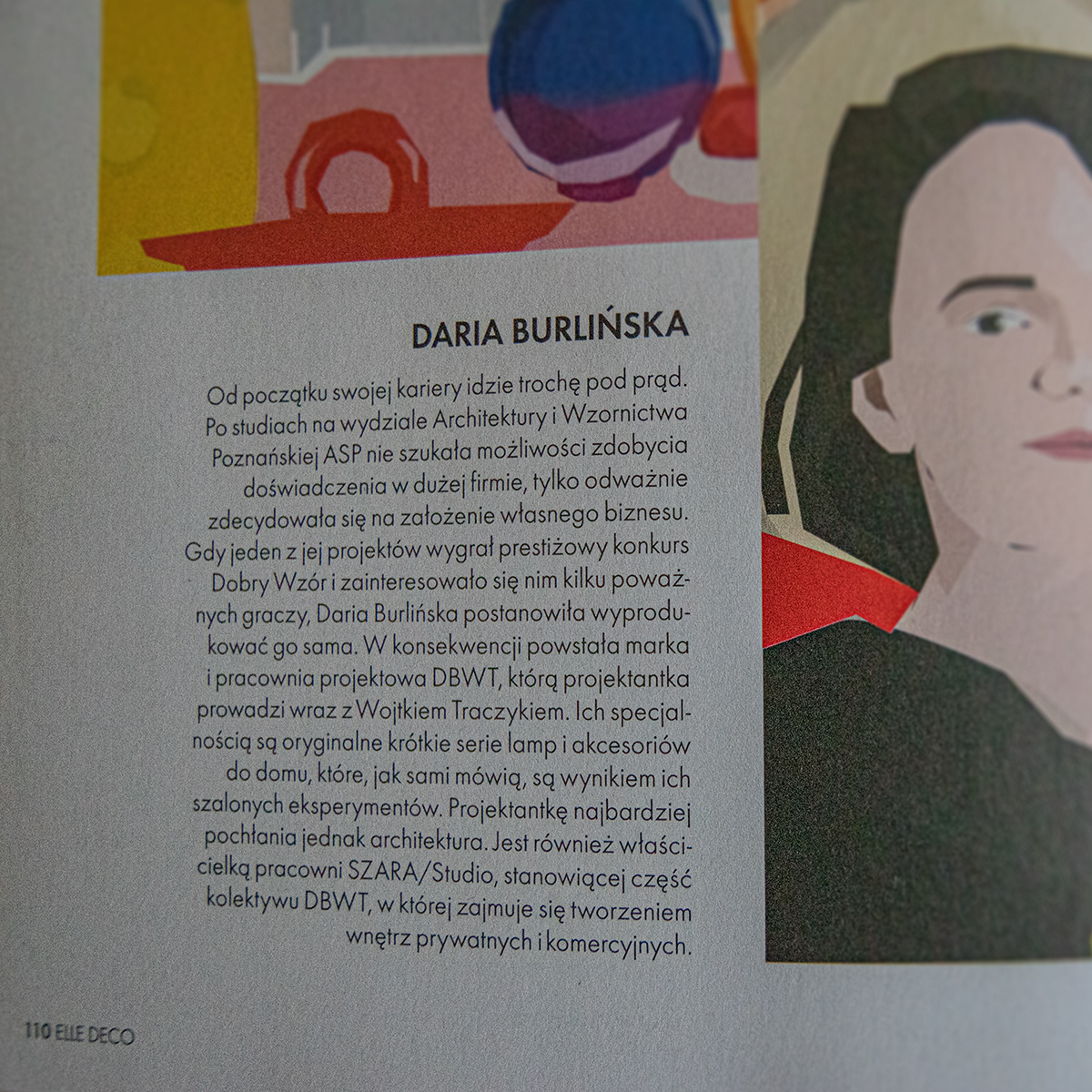 Daria Burlińska, założycielka pracowni DBWT.PL oraz SZARA-STUDIO.PL, na łamach magazynu «Elle Decoration», 11-12/2020