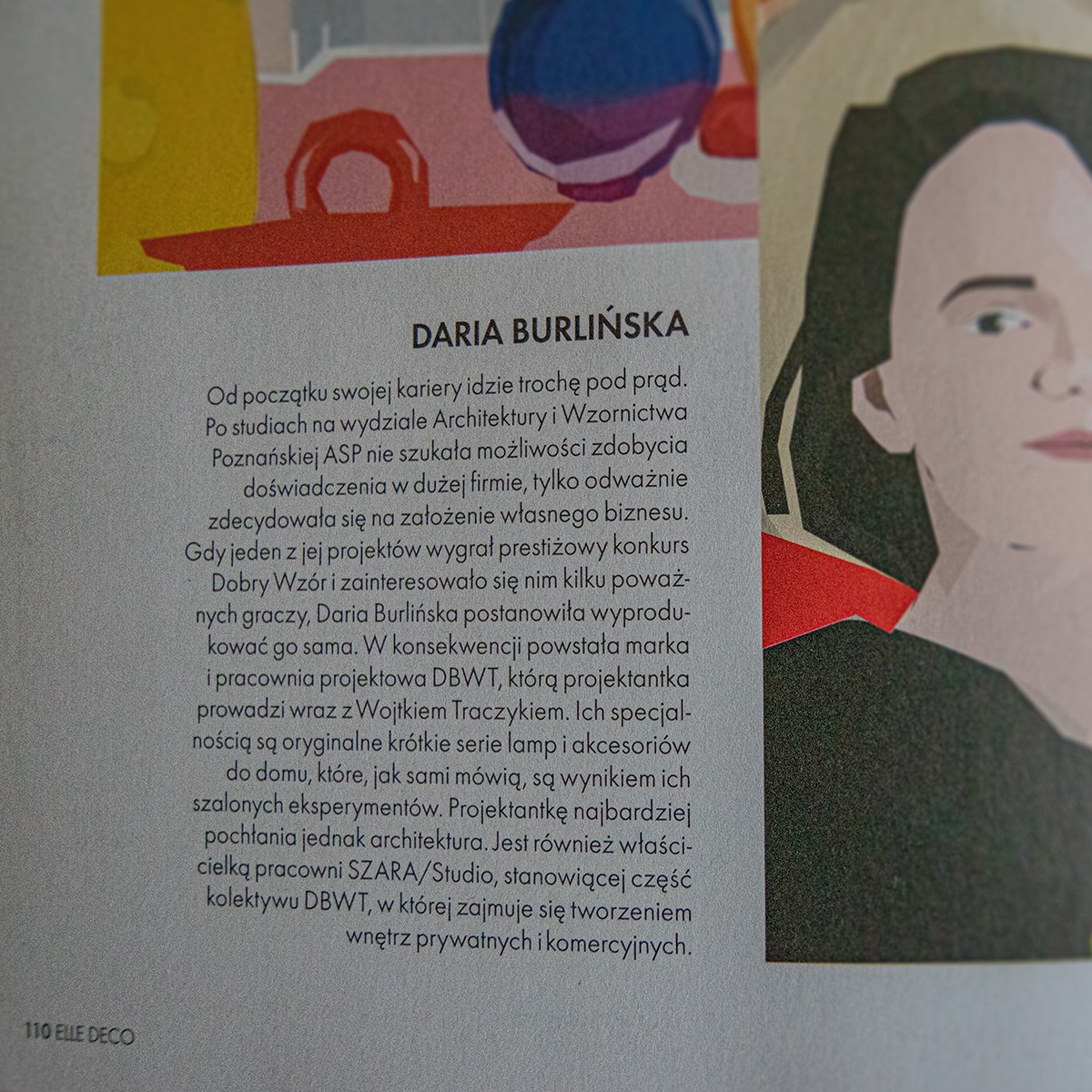 Daria Burlińska, założycielka pracowni DBWT.PL oraz SZARA-STUDIO.PL, na łamach magazynu «Elle Decoration», 11-12/2020